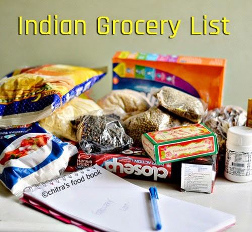Grocery list indian Grocery list indian