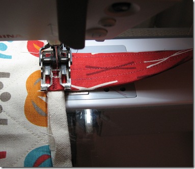 sewing on the handles
