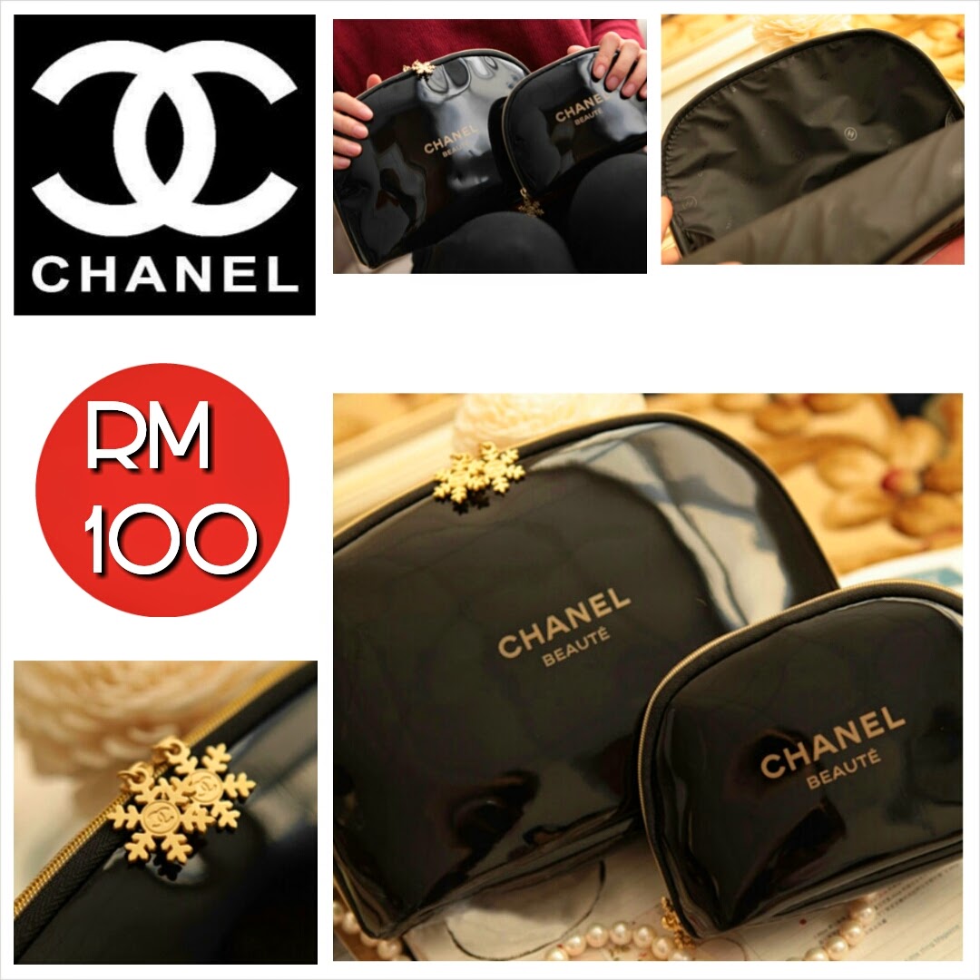 CHANEL Beaute Snowflake Zipper Makeup Bag (Set 2 pcs) SHANTEK COLLECTION
