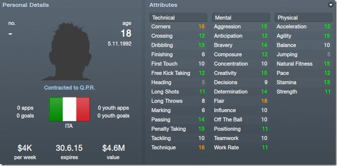 Marco Verratti in Football Manager 2012