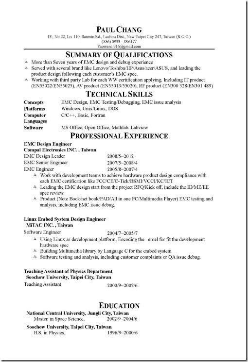 Paul's resume