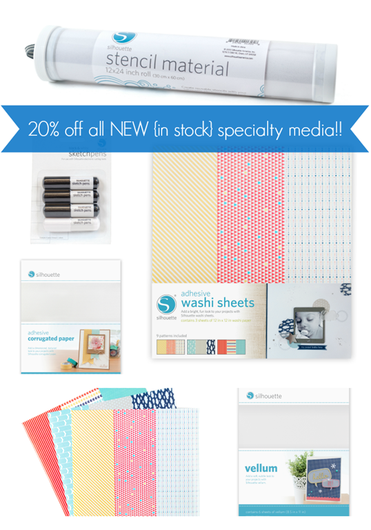 20 off all new in stock specialty media at SilhouetteAmerica.com #affiliate GingerSnapCrafts.com
