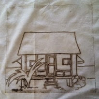 maids cottage on fabric