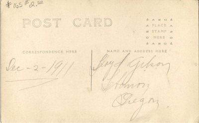Postcard Dec 2 1911 Gilson from jen back