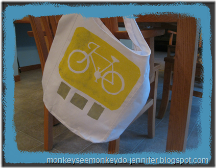bag with painted negative stencil bike