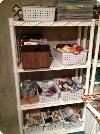 craft supplies in bins