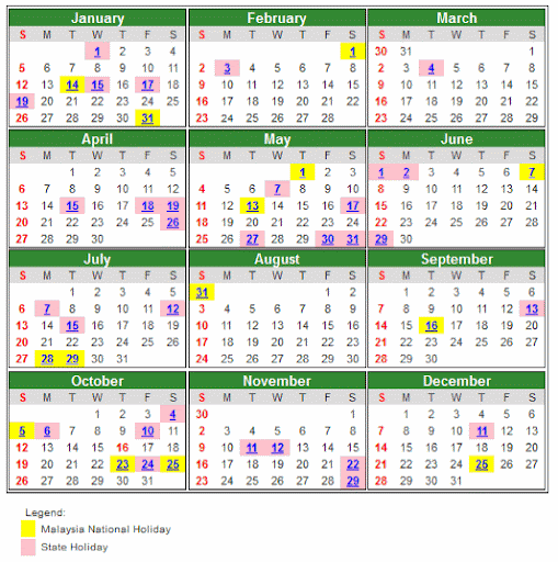 kalendar cuti umum 2014