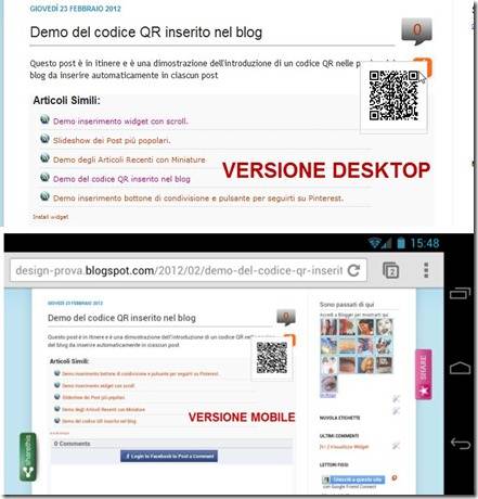 codice qr versione desktop e mobile