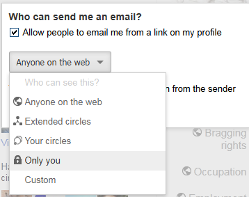 Google+ email settings