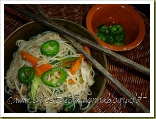 Vermicelli di riso saltati con maiale, verdure, zenzero e peperoncino verde piccante (14)