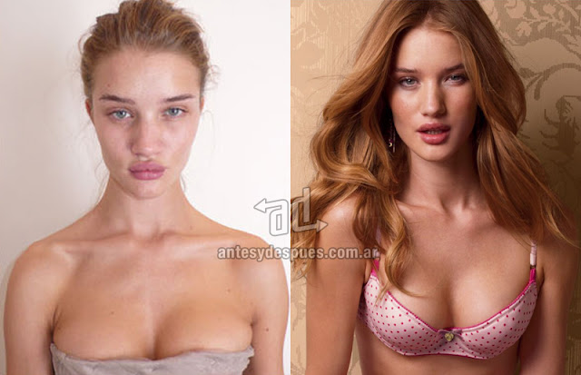 Photos of top model Rosie Huntington Whiteley without makeup