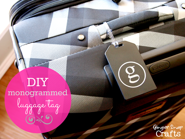 DIY monogrammed luggage tag from GingerSnapCrafts,com