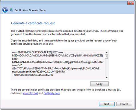 Generate a certificate request