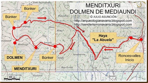 Mapa Menditxuri - Dolmen de Mediaundi