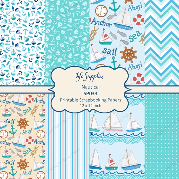 SP033 Nautical etsy 1 printable scrapbooking papers boats