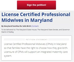 Petition to License Certified Professional Midwives in Maryland