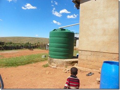 Sister Ndlovu's water system.  She collects rain water