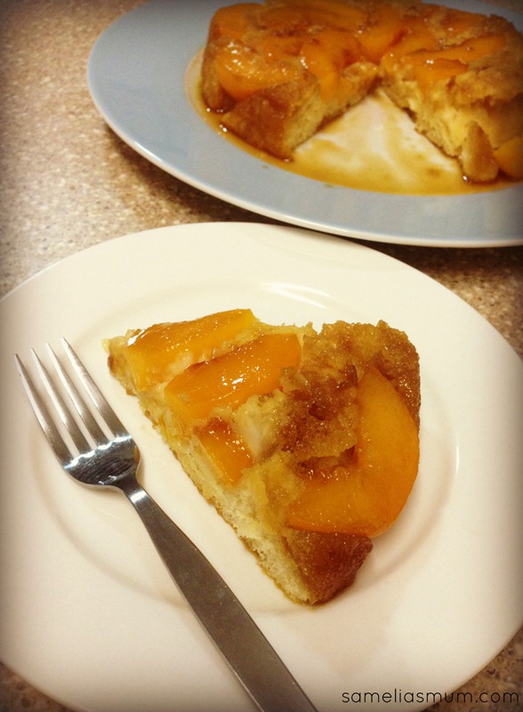 Peach and Almond Upside Down Cake - slice