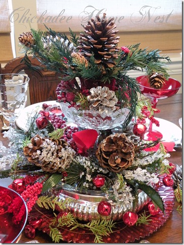 Boehm, Chickadees and Holly Christmas china, Christmas table, Christmas centerpiece, at Chickadee Home Nest