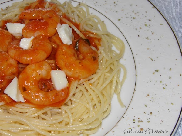 Shrimps/Lobster with Feta Cheese, Ouzo and Pasta 