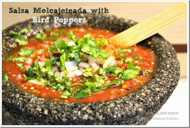 Salsa Molcajeteada with Bird Peppers | enjoy this traditional recipe with a step by step photo tutorial.