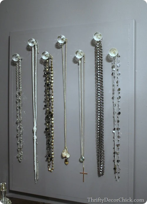DIY necklace holder with knobs