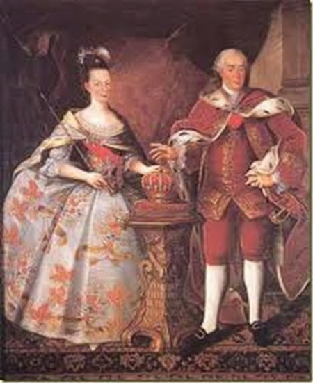 María I, Reina de Portugal (1734-1816) y su tío y esposo, el rey-consorte Don Pedro III