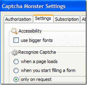 Captcha Monster settings