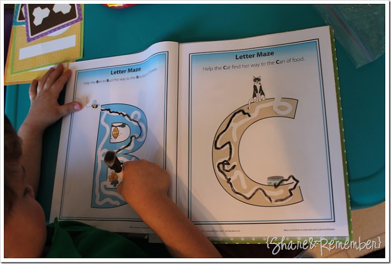 Preschool Activity Trays - Letter Mazes