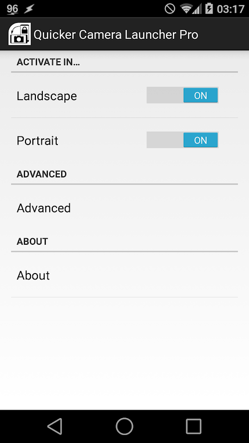 Android application Quicker Camera Launcher Pro screenshort