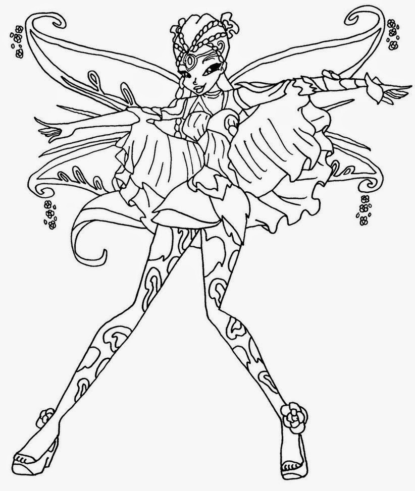 Bloomix Winx Club Flora Coloring Pages Sketch Coloring Page