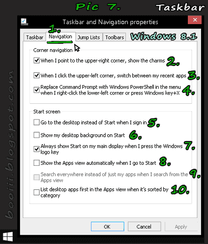 Taskbar Properties Windows8.1