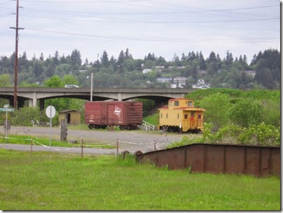 IMG_6463 Milwaukee Road Boxcar #33283 & Union Pacific Caboose #25586 at Chehalis on May 12, 2007
