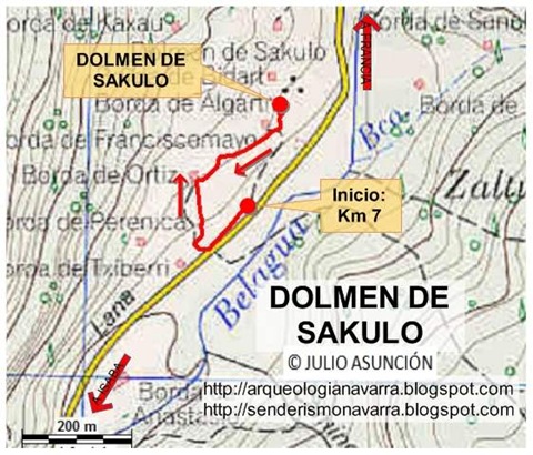 Mapa dolmen de Sakulo