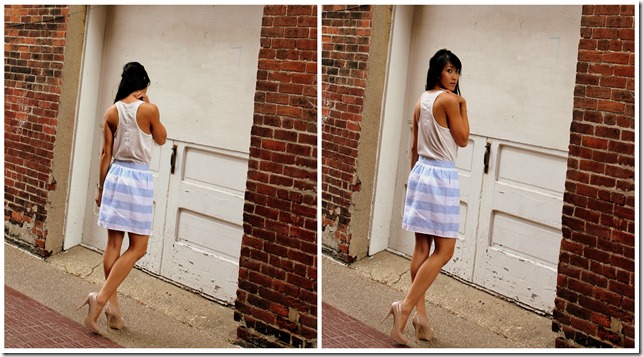 Blue & White Linen Skirt