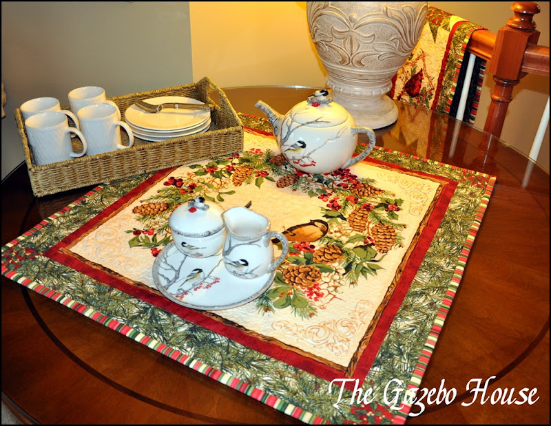 Sewing group with Chickadee quilt & tea set 023