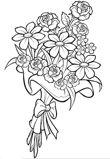 DIBUJO RAMO DE FLORES PARA COLOREAR