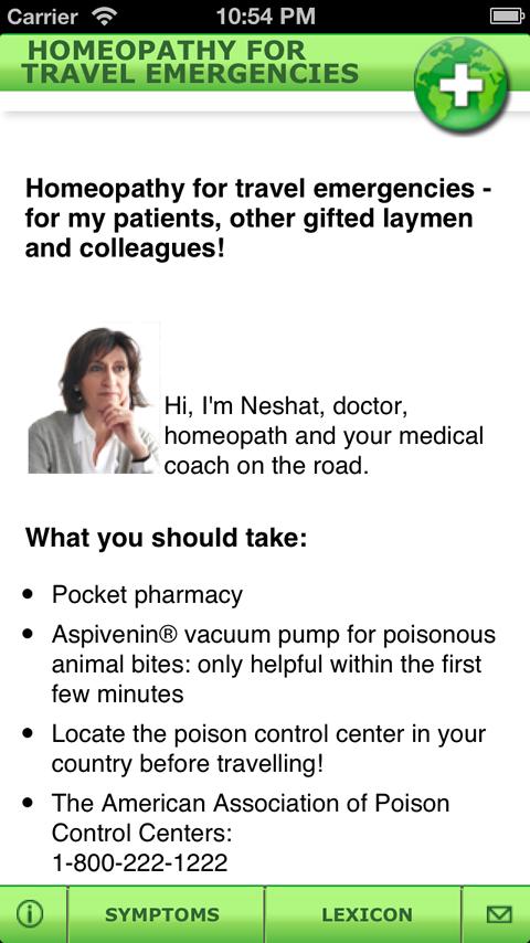 Android application Homeopathy for your travels screenshort