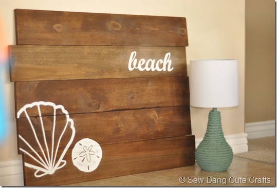 Beach Plank Sign & Rope Lamp