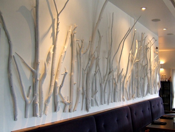 Branches painted white (Mica Restaurant via Little Victorian)