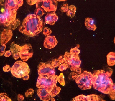 catodoluminescência em fotomicrografia de clinopiroxênio