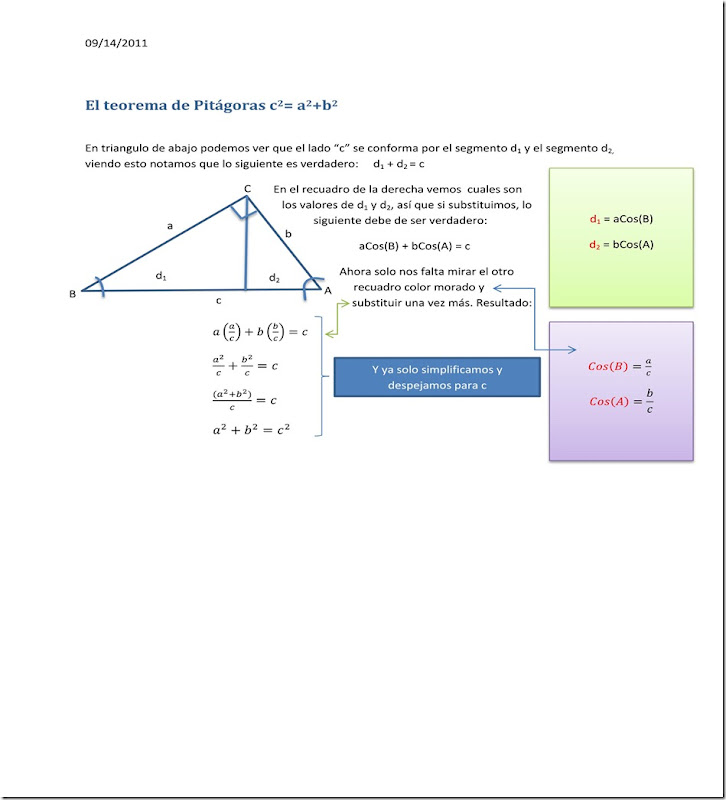 Matematicas Explicacion Del Teorema De Pitagoras