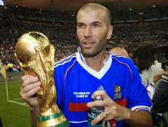 Zidane holding the World Cup Trophy