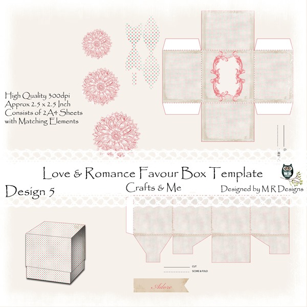 Love & Romance Favour Box Design 5 Front Sheet