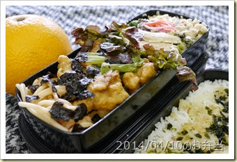 卯の花と冷凍食品2種弁当(2014/04/10)