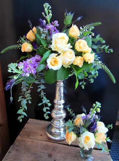 mercury glass flower arrangement