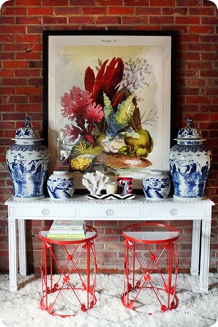 Red stools Chinoiserie