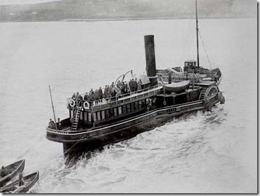 Cobh tender Ireland departing from a Liner with a small number of passengers.