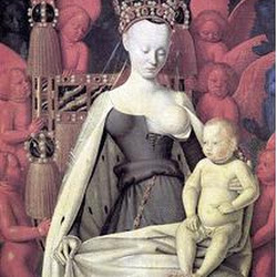 130 - Jean Fouquet - Virgen de la leche del donante Etienne Chevalier