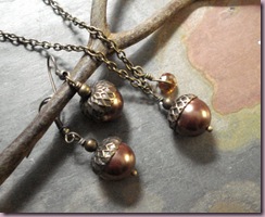 acorn necklace and earrings